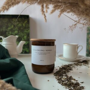 świeca sojowa z drewnianym knotem zielona herbata