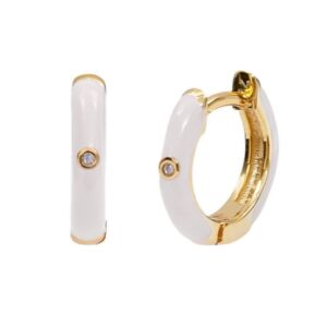 Kolczyki stal szlachetna kółeczka białe z cyrkonią